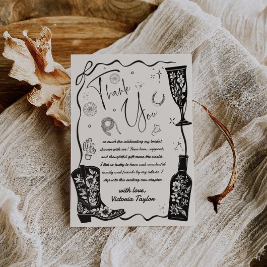 Western Land Thema Brautparty Dankeskarte