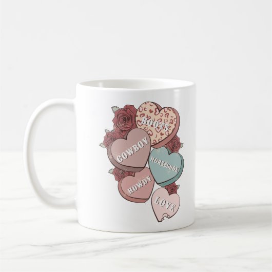 Western Land Valentinstag Herzen Kaffeetasse (Links)