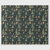 Western Land Weihnachten Rustikale Kakteen Geschenkpapier (Flach)