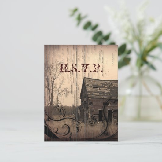 Western Landgut Stallhaltung Hochzeitsreaktion UAW Einladungspostkarte (Stehend Vorderseite)