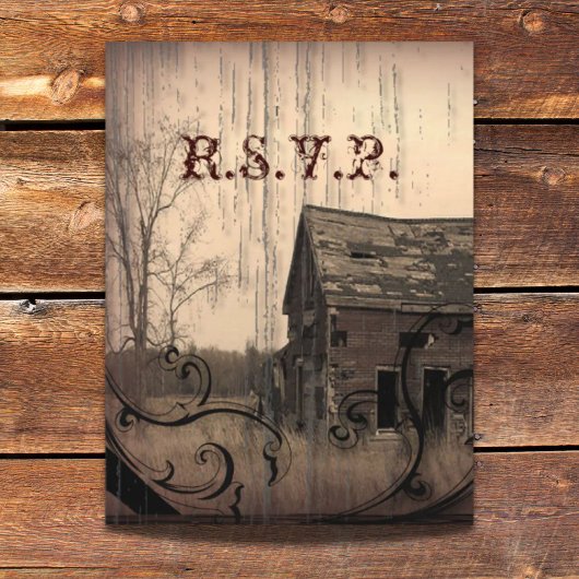 Western Landgut Stallhaltung Hochzeitsreaktion UAW Einladungspostkarte