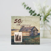 Western Landkabine 50. Hochzeitstag Einladung (Stehend Vorderseite)