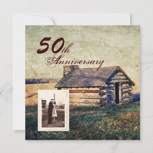 Western Landkabine 50. Hochzeitstag Einladung (Vorderseite)