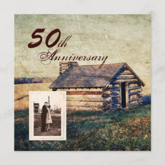 Western Landkabine 50. Hochzeitstag Einladung