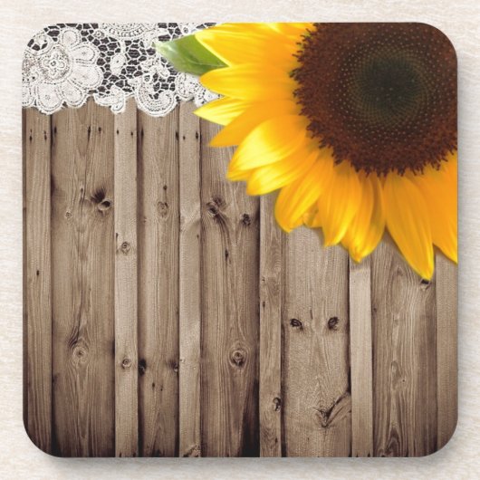 Western-Landsonnenblume barnwood Spitzes rustikale Untersetzer (Vorderseite)