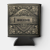 Western Leder Druck Silber Braut Custom Dosenkühler (Vorderseite)