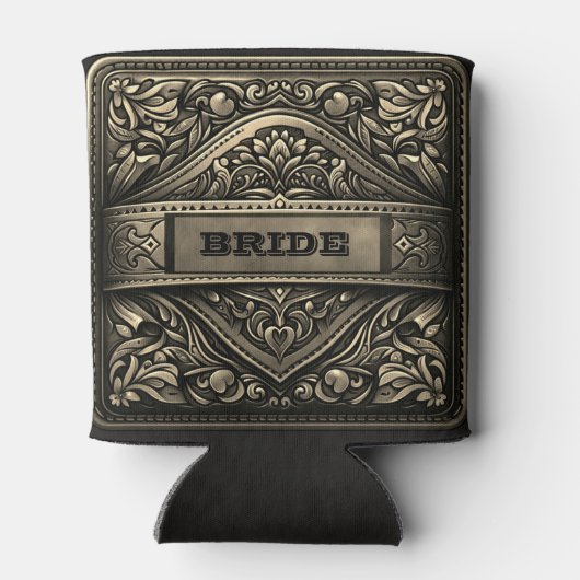 Western Leder Druck Silber Braut Custom Dosenkühler (Rückseite)