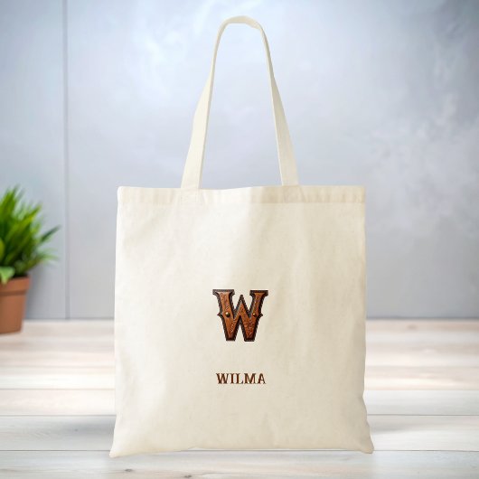 Western-Leder-Monogramm-Anfang W Tragetasche