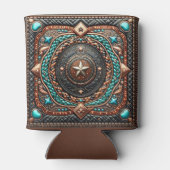 Western Lederhalterung und Türkisdruck individuell Dosenkühler (Rückseite)