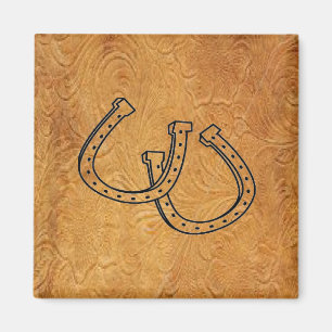 Western-lederner Werkzeug-Entwurf w/Horseshoes ~ Magnet