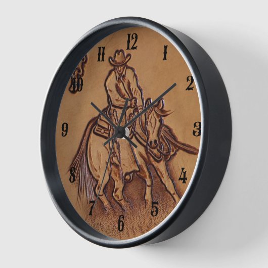 Western Lederpferd Riding Rodeo Cowboy Wanduhr (Winkel)