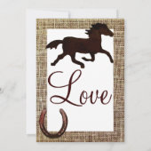 Western-Leinwand-Cowboy-Pferdehufeisenhochzeit Einladung (Rückseite)