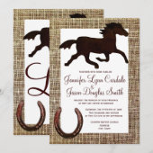 Western-Leinwand-Cowboy-Pferdehufeisenhochzeit Einladung (Vorne/Hinten)