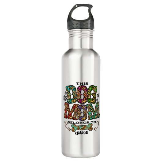 Western Leopard Pattern Dog Mama Knochen Edelstahlflasche (Vorderseite)