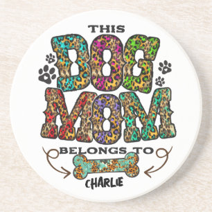 Western Leopard Pattern Dog Mama Knochen Getränkeuntersetzer
