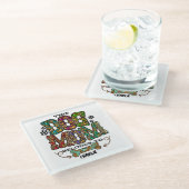 Western Leopard Pattern Dog Mama Knochen Glasuntersetzer (Schrägansicht)