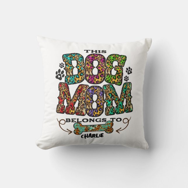 Western Leopard Pattern Dog Mama Knochen Kissen (Vorderseite)