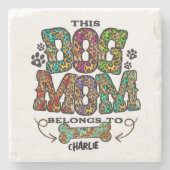 Western Leopard Pattern Dog Mama Knochen Steinuntersetzer (Vorderseite)