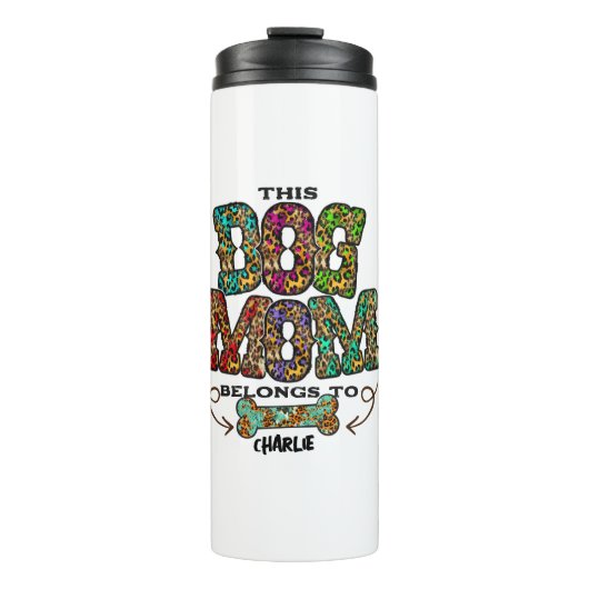 Western Leopard Pattern Dog Mama Knochen Thermosbecher (Vorderseite)
