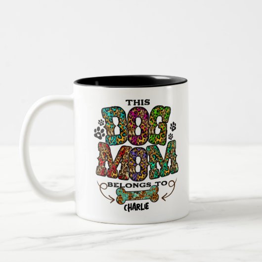 Western Leopard Pattern Dog Mama Knochen Zweifarbige Tasse (Links)