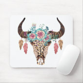 Western Leopard Print Floral Bull Mousepad (Mit Mouse)