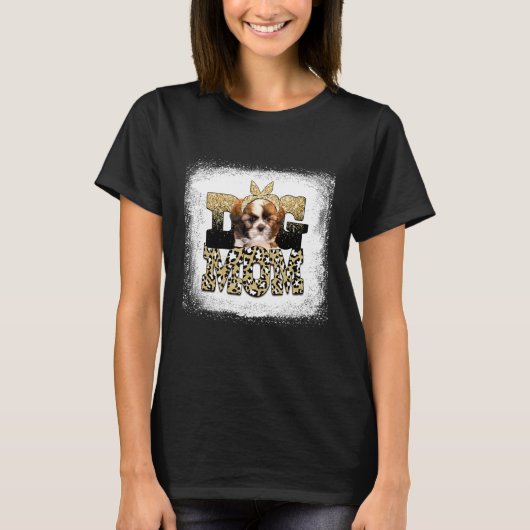 Western Leopard Shih Tzu Mama Muttertag T-Shirt (Vorderseite)