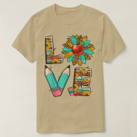 Western Leopard Sonnenblumen Liebe Lehrer Lif T-Shirt (Design vorne)