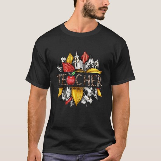 Western Leopard Sunflower Teacher Back To School T-Shirt (Vorderseite)
