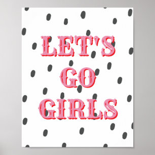 Western Let's Go Girls Poster, Girl Power Wandkuns Poster