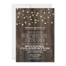 Western Lights Stars Barn Wood Wedding Einladungen