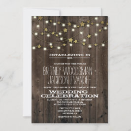 Western Lights Stars Barn Wood Wedding Einladungen