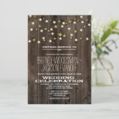 Western Lights Stars Barn Wood Wedding Einladungen (Stehend Vorderseite)