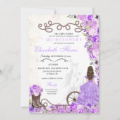 Western Lila Prinzessin Floral Charra Quinceañera Einladung (Vorderseite)
