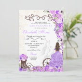 Western Lila Prinzessin Floral Charra Quinceañera Einladung (Stehend Vorderseite)