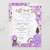 Western Lila Prinzessin Floral Charra Quinceañera Einladung (Vorne/Hinten)