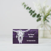 Western Lila Weißer Rustikaler Bullkuhschädel Visitenkarte (Stehend Vorderseite)