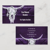 Western Lila Weißer Rustikaler Bullkuhschädel Visitenkarte (Vorne/Hinten)