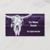 Western Lila Weißer Rustikaler Bullkuhschädel Visitenkarte (Vorderseite)
