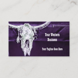 Western Lila Weißer Rustikaler Bullkuhschädel Visitenkarte