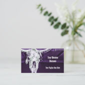 Western Lila Weißer Rustikaler Bullkuhschädel Visitenkarte (Stehend Vorderseite)