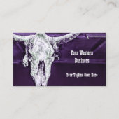 Western Lila Weißer Rustikaler Bullkuhschädel Visitenkarte (Vorderseite)