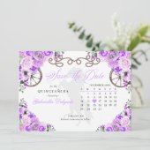 Western Lilac Charro Quinceañera Save the Date Einladung (Stehend Vorderseite)