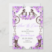 Western Lilac Charro Save the Date Quinceañera Einladung (Vorderseite)