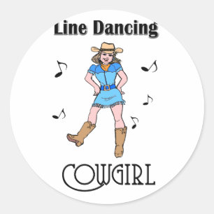 Western "Line Dancing Cowgirl" Runder Aufkleber