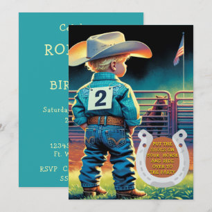 Western Little Cowboy 2. Geburtstag Rodeo Custom Einladung