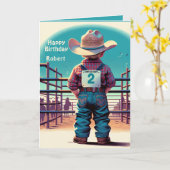 Western Little Cowboy 2. Geburtstag Rodeo Custom Karte (Gelbe Blume)