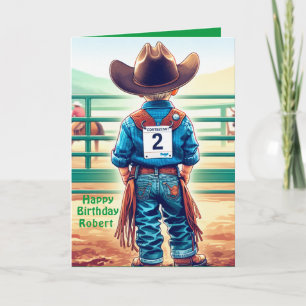 Western Little Cowboy 2. Geburtstag Rodeo Custom Karte