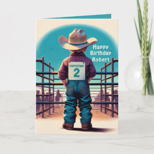 Western Little Cowboy 2. Geburtstag Rodeo Custom Karte