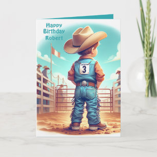 Western Little Cowboy 3. Geburtstag Rodeo Custom Karte