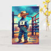 Western Little Cowboy 4. Geburtstag Rodeo Custom Karte (Gelbe Blume)